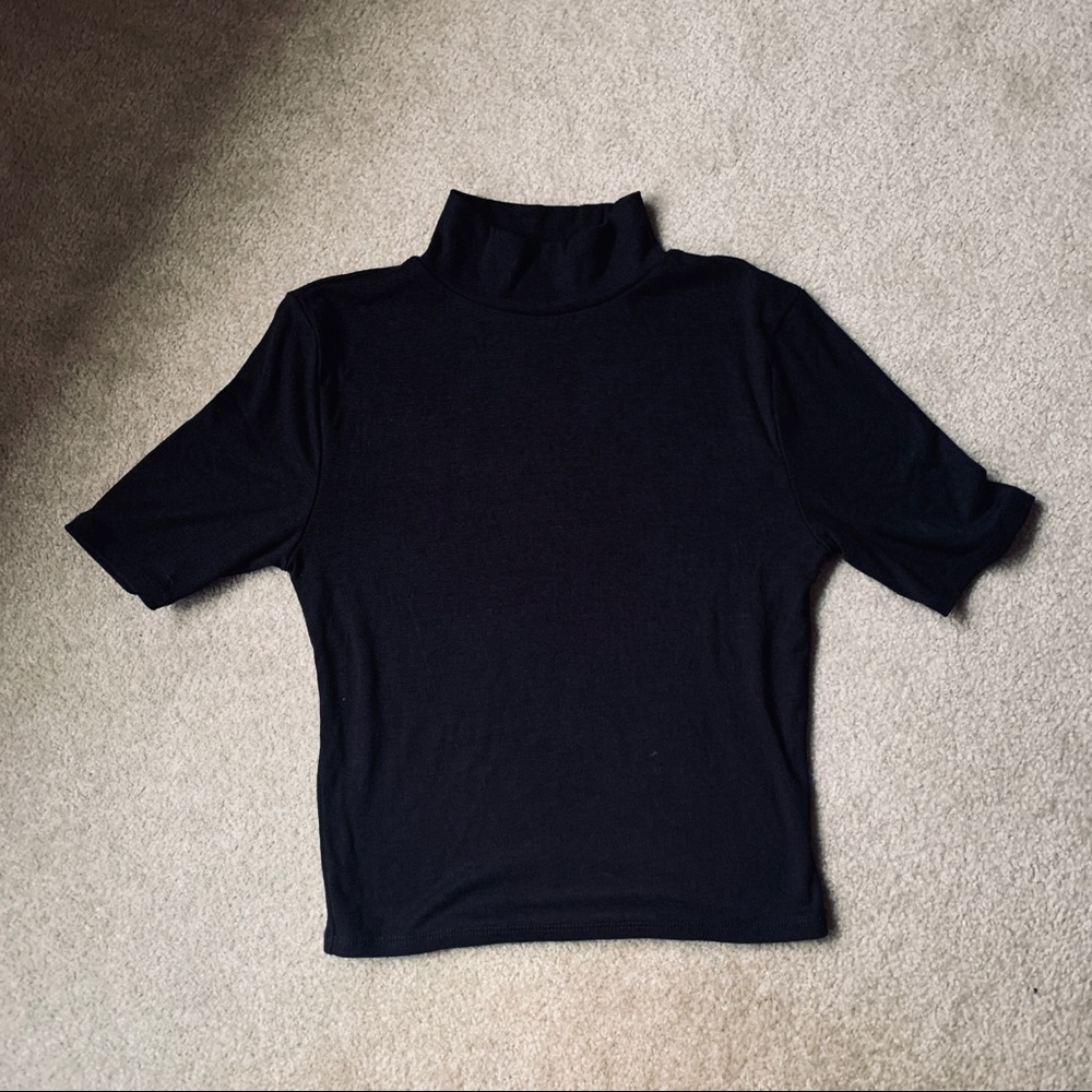 Black cropped turtleneck